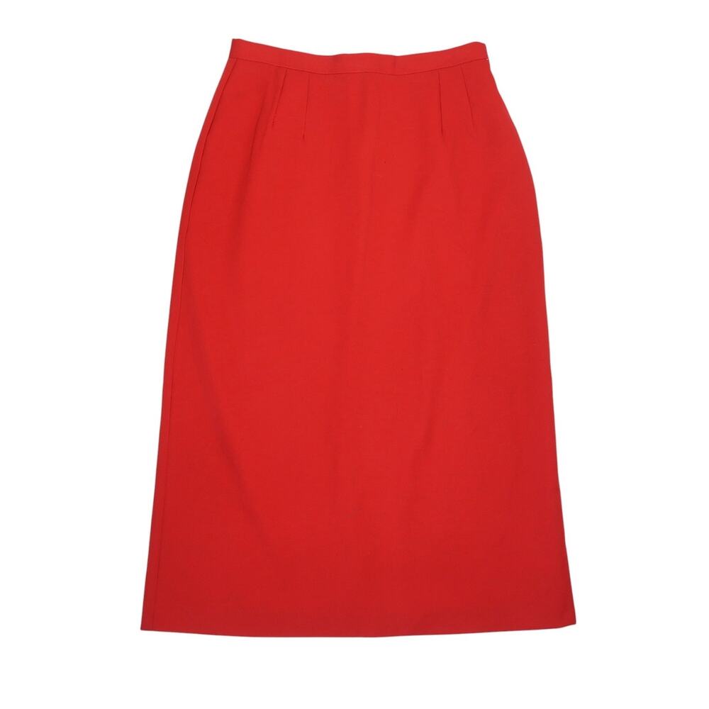 Vintage 80s Easy Pieces Red Wool Midi Pencil Skirt 30"